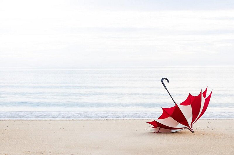 Red and White Umbrella — Serene