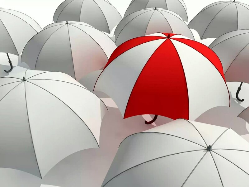 Red and White Umbrellas — Neutral