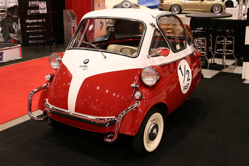 Red and White Vintage Car