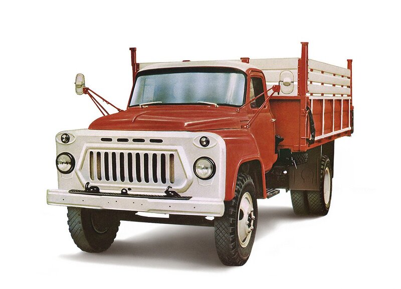 Red and white vintage truck