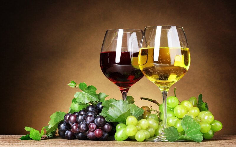 Red and White Wine Glasses — Brown, Calm, Photograph