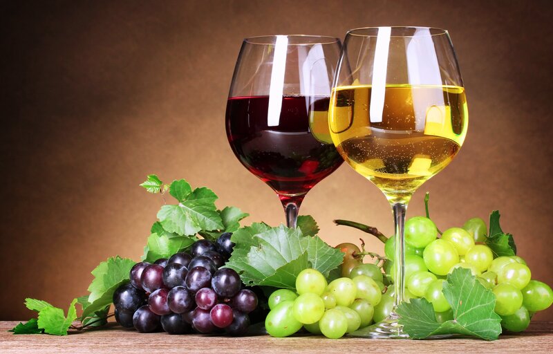 Red and White Wine Glasses — Brown, Calm