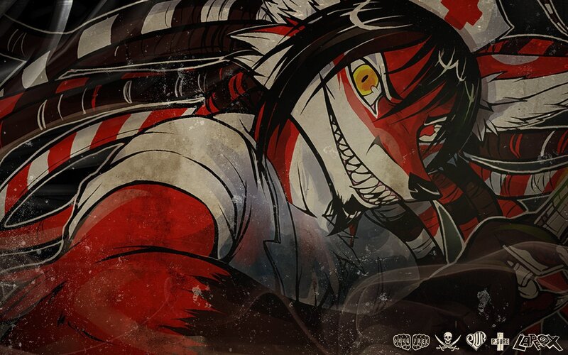 Red and White Wolf Creature
