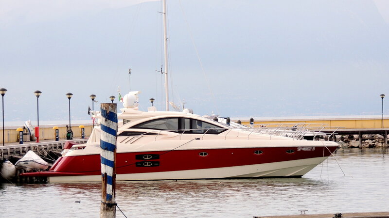 Red and White Yacht