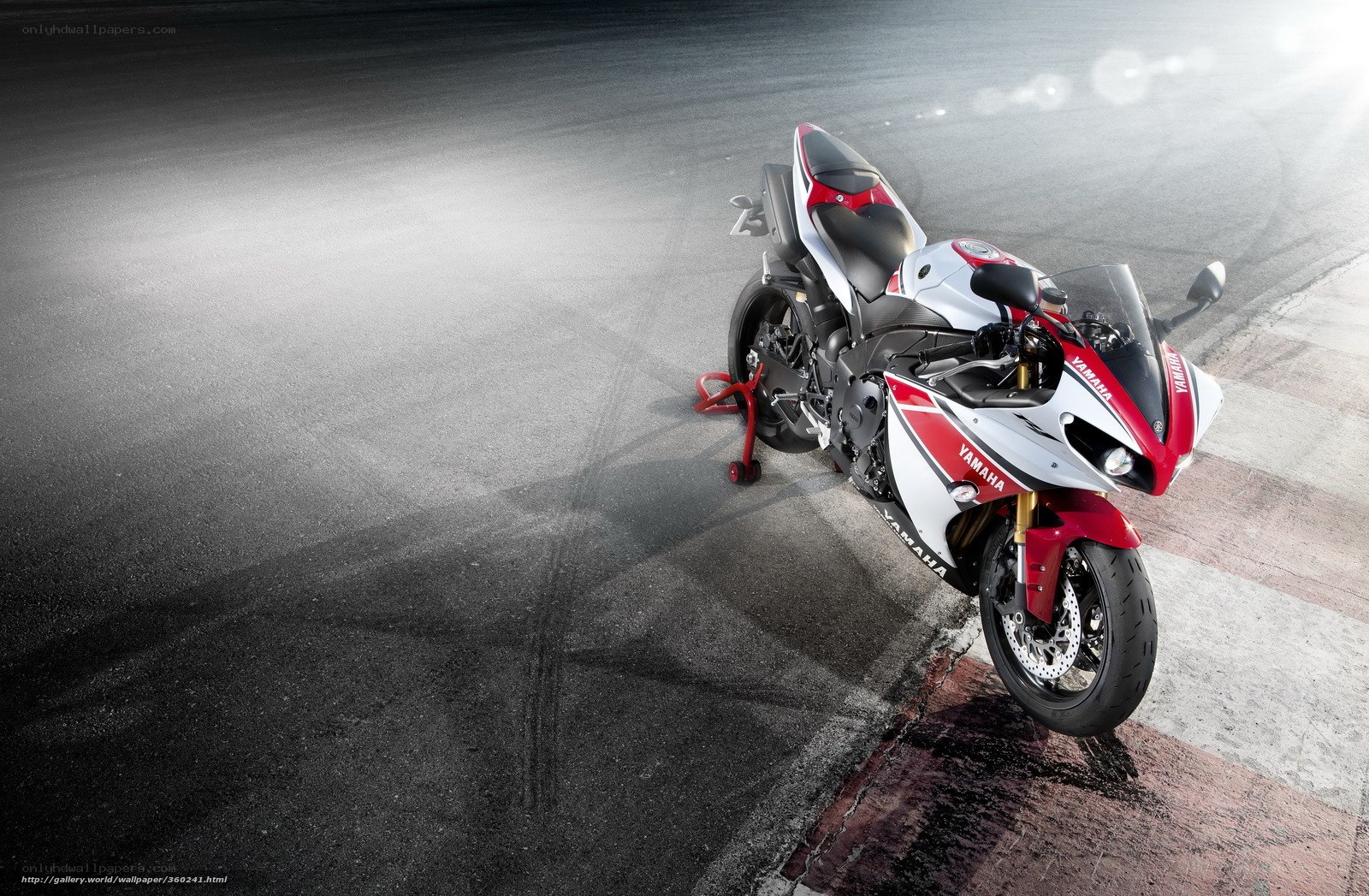 Red and white Yamaha sportbike