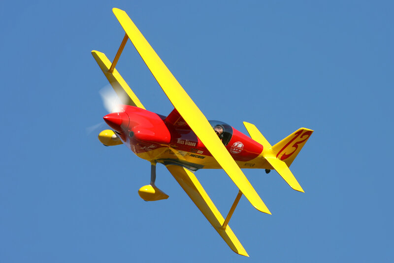 Red and Yellow Biplane