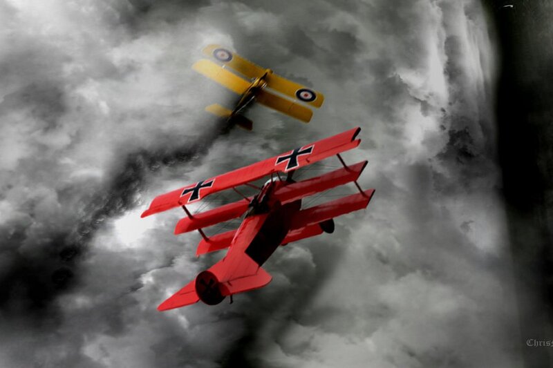 Red and Yellow Biplanes