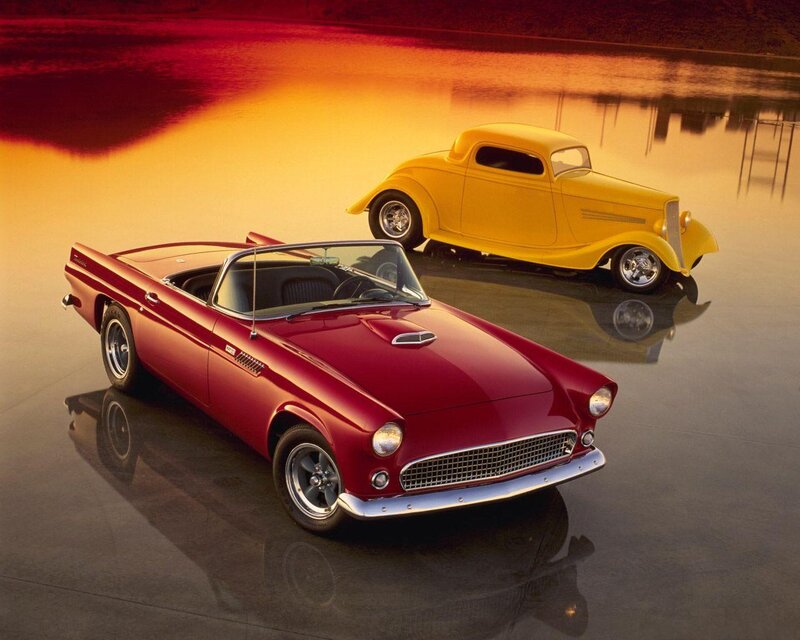 Red and Yellow Classic Cars