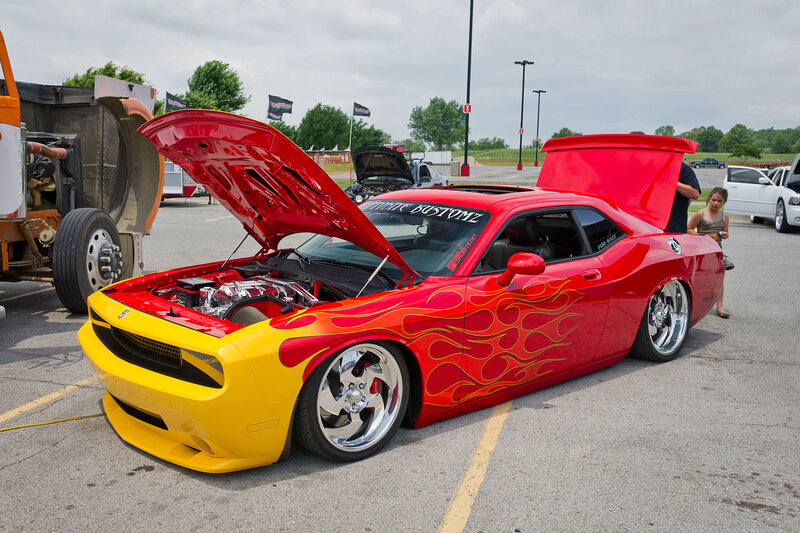 Red and Yellow Dodge Challenger