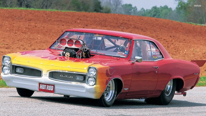 Red and Yellow Drag Car — Dynamic, Afternoon