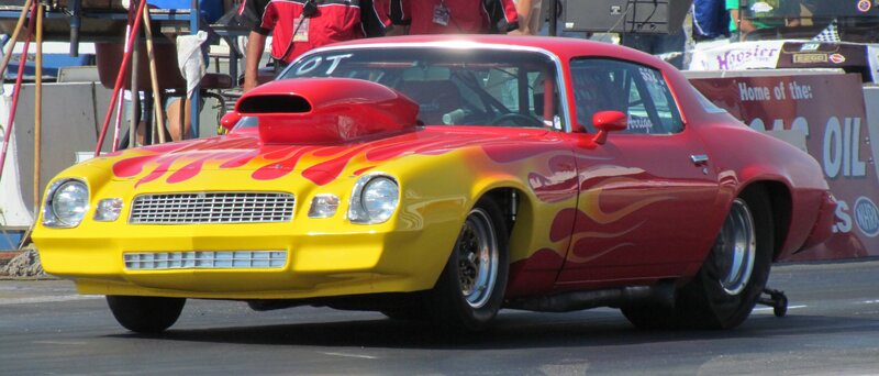 Red and Yellow Drag Car