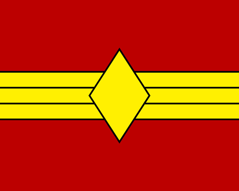 red and yellow flag with diamond