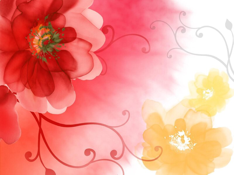 Red and yellow floral watercolor