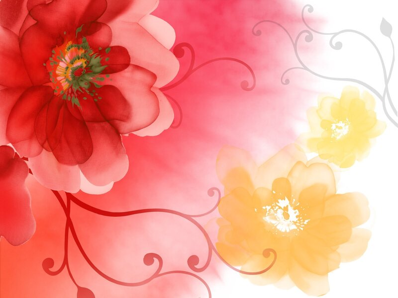 Red and yellow floral watercolor