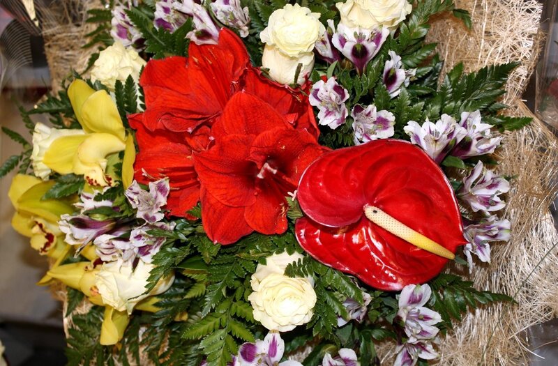 Red and Yellow Flower Bouquet — Festive
