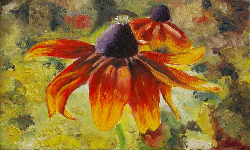 Red and Yellow Flower — Vibrant, Painting