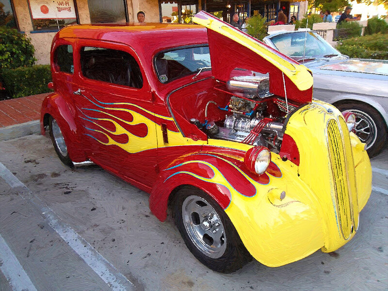 Red and Yellow Hot Rod