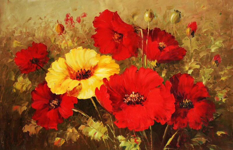 Red and Yellow Poppies — Vibrant