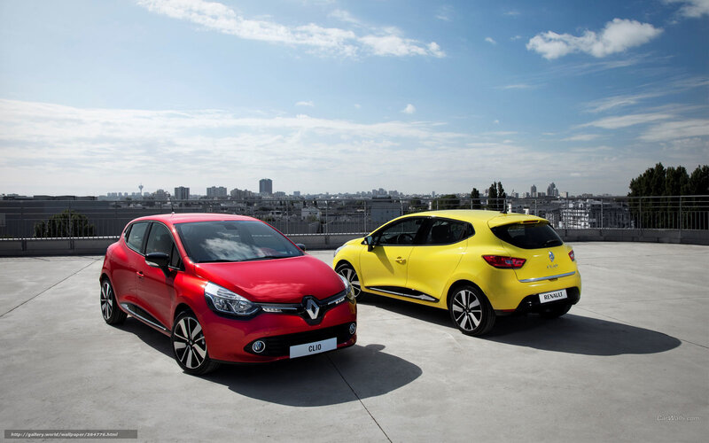 Red and yellow Renault Clio cars
