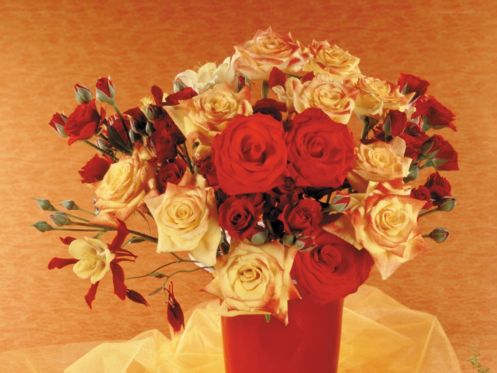 Red and yellow rose bouquet