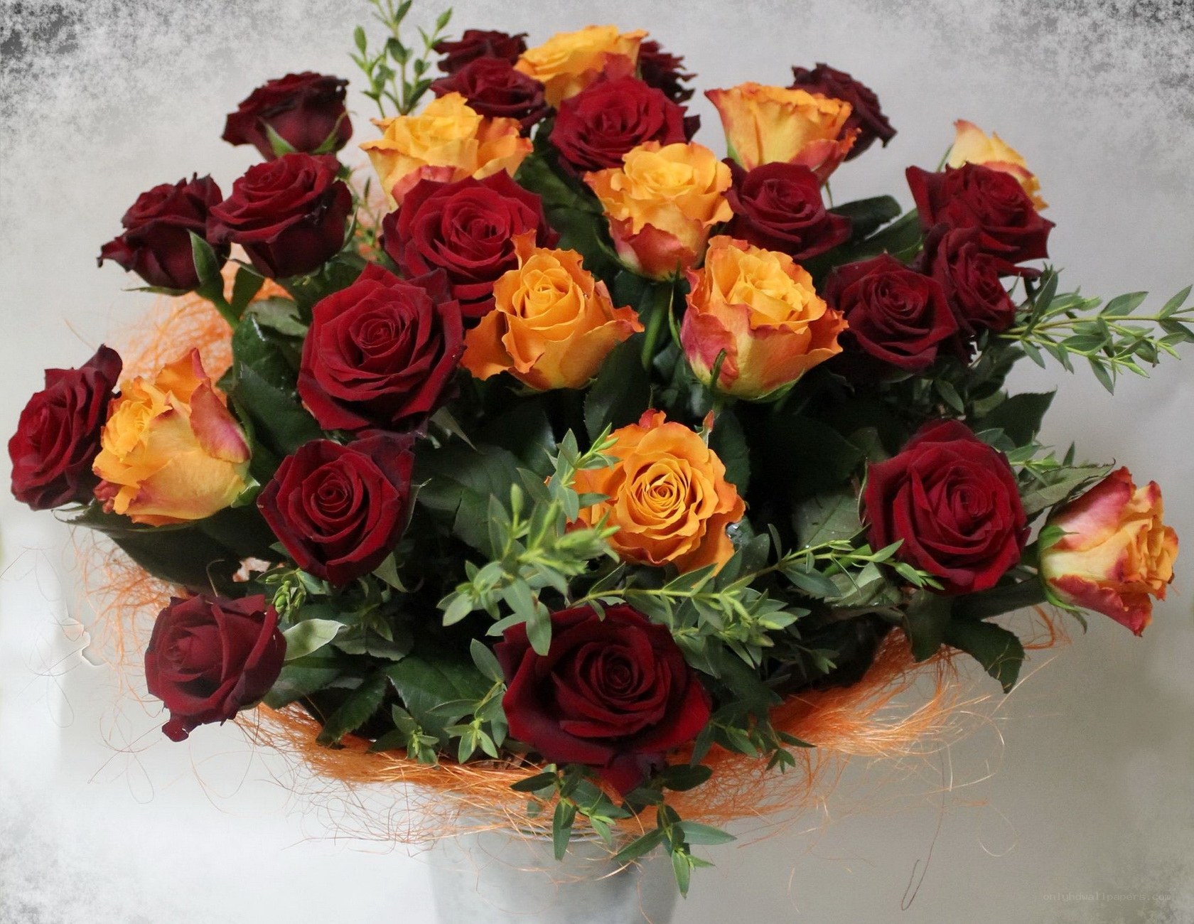 Red and yellow rose bouquet
