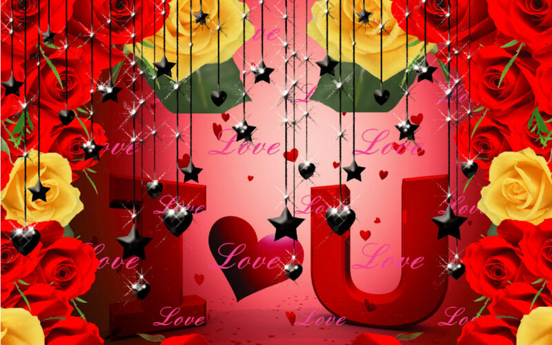 Red and Yellow Roses — Romantic, Digital Art, Hearts