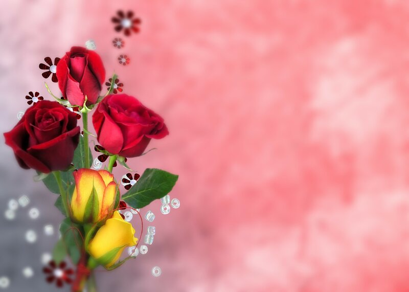 Red and Yellow Roses — Romantic, Digital Art