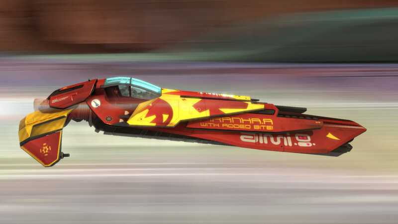red and yellow spaceship in motion
