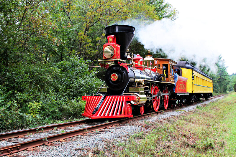 Red and Yellow Steam Train