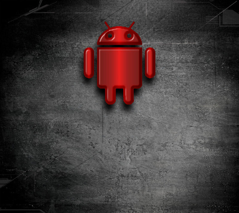 Red Android robot on dark background