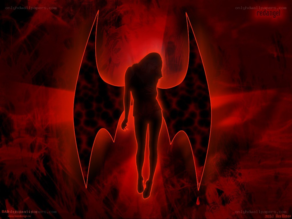 Red angel silhouette artwork