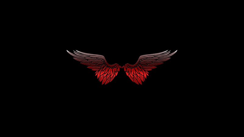 red angel wings on black
