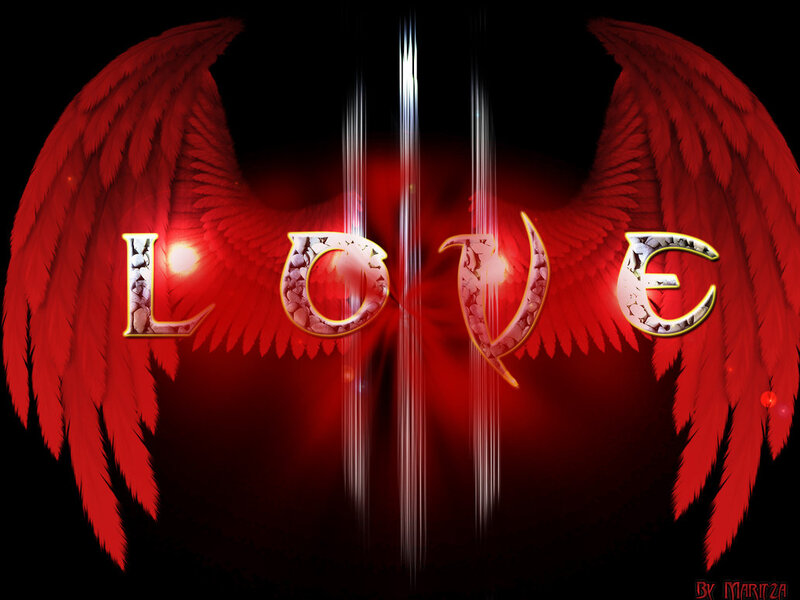 Red Angel Wings with Text