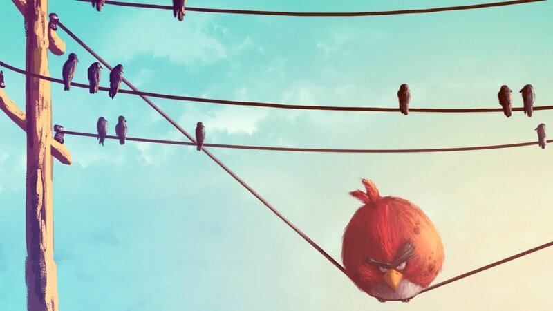 Red Angry Bird on Wire
