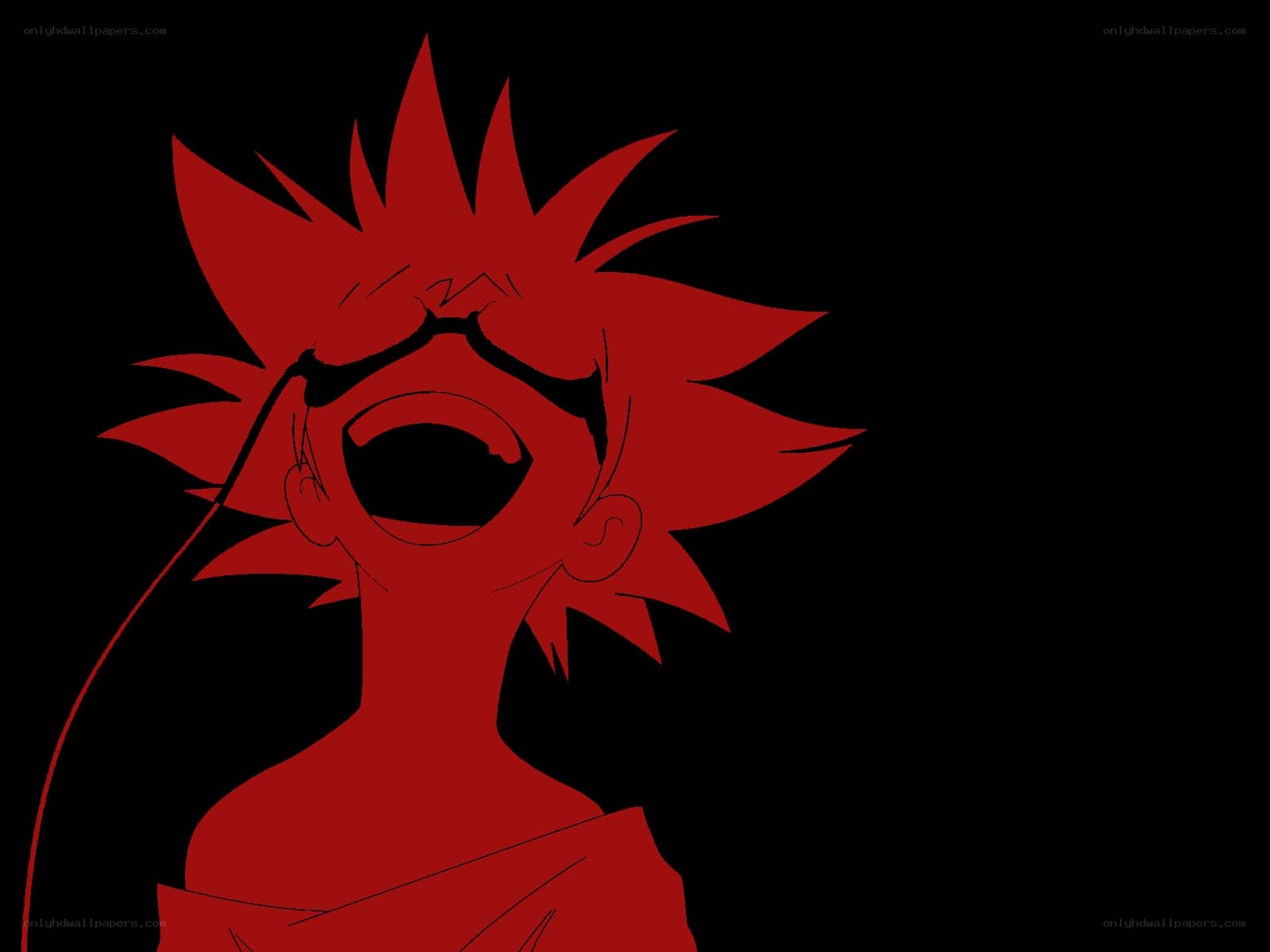 red anime character screaming
