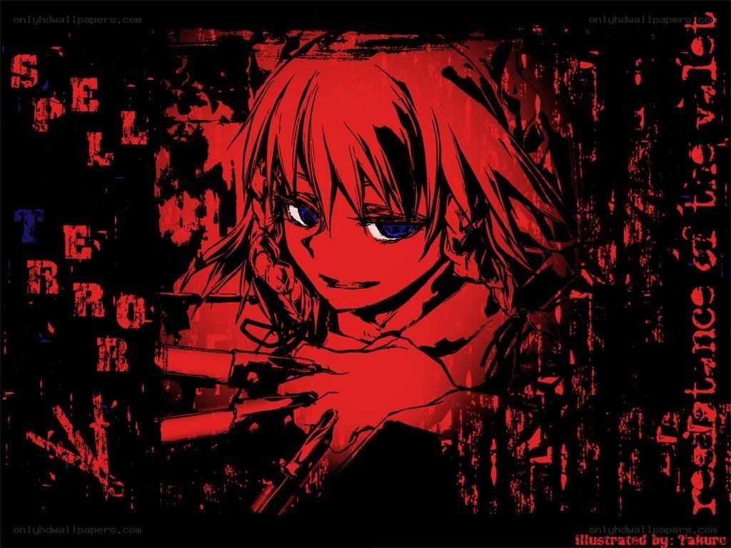 red anime character with gun