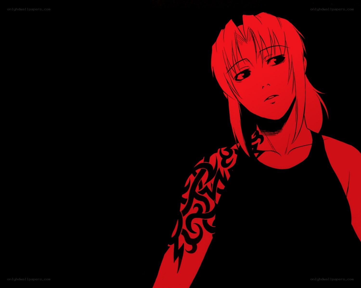 red anime character with tattoo