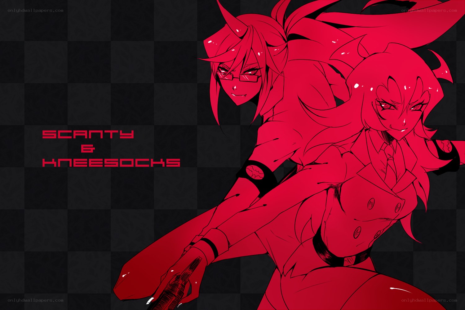 Red anime characters in action