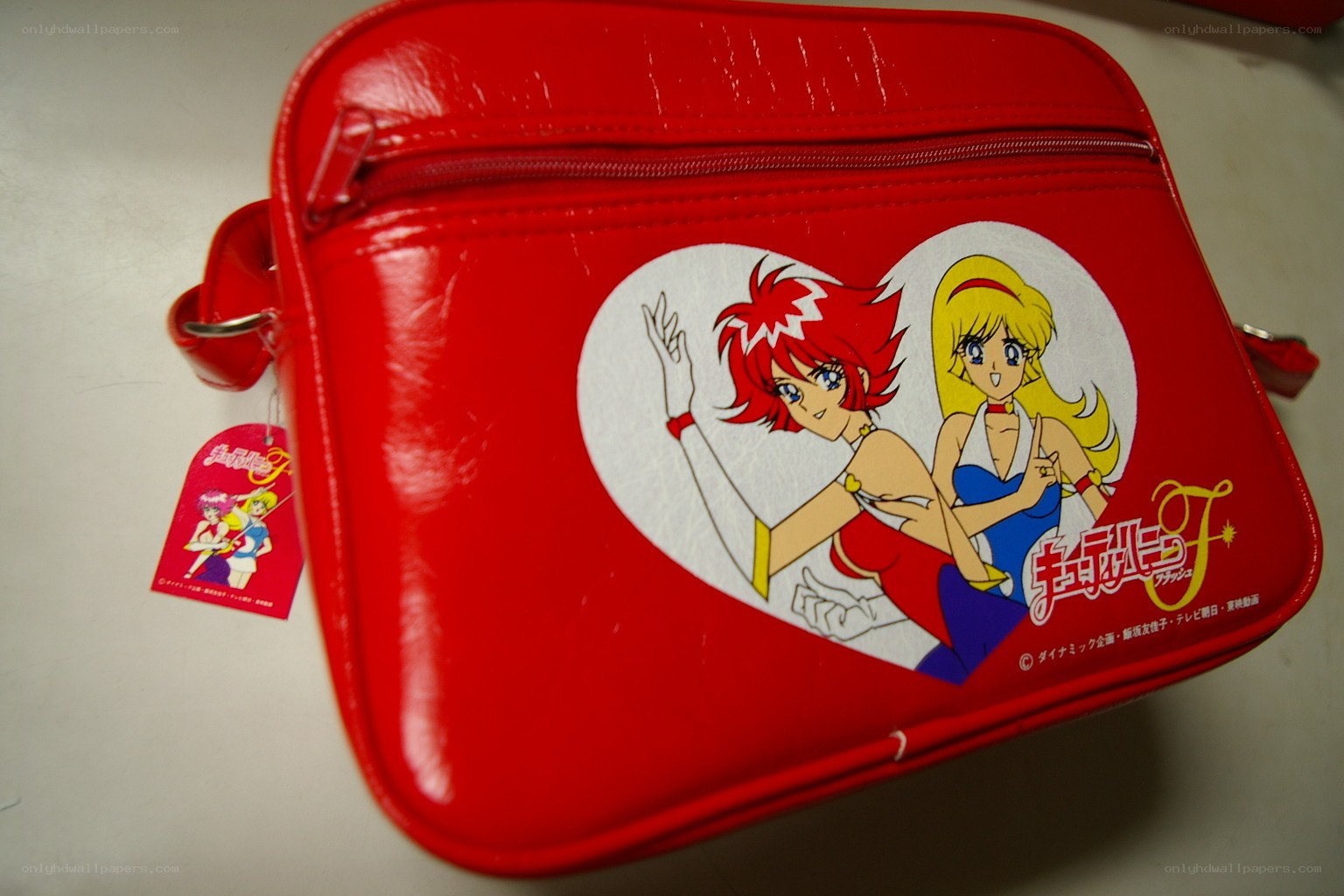 red anime-themed shoulder bag
