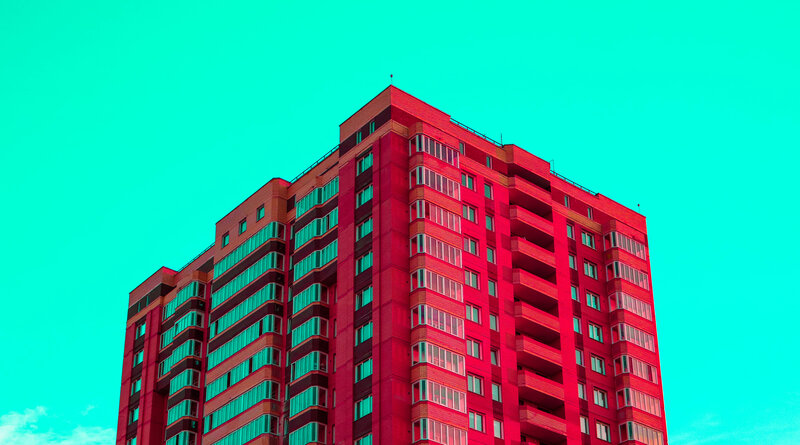Red Apartment Building