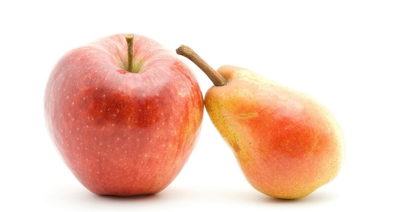 red apple and pear