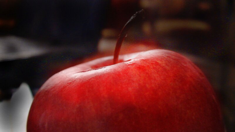 Red Apple Close-up — Dramatic, Photograph