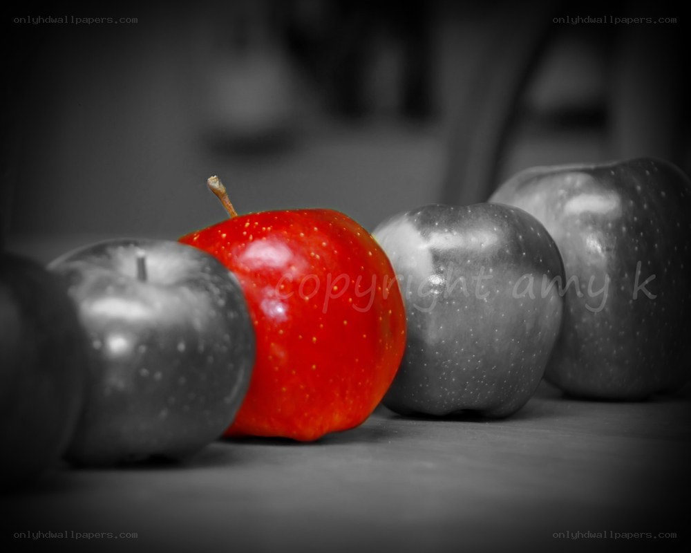 red apple in a row