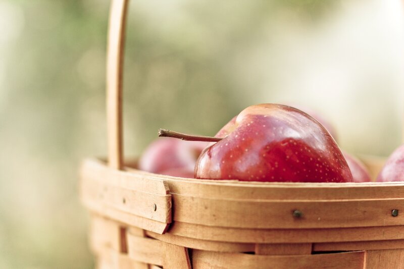 Red Apple in Basket