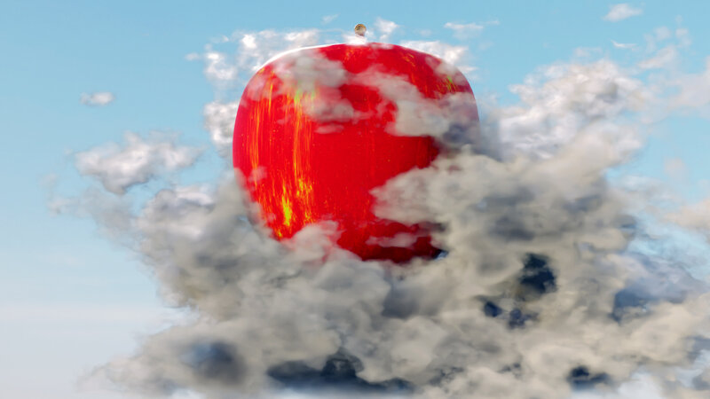 Red Apple in Clouds