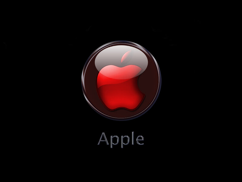 Red Apple Logo — Black, Minimalist, 3d Render