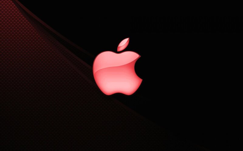 Red Apple Logo — Minimalist, Digital Art, Black Background