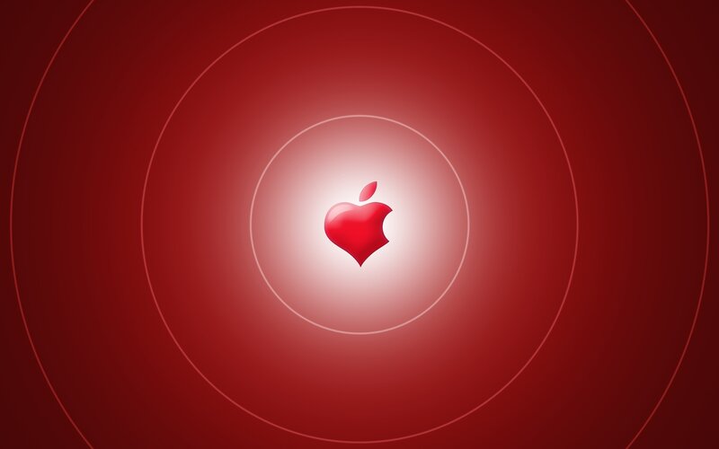 Red Apple Logo — Minimalist, Digital Art, Circles