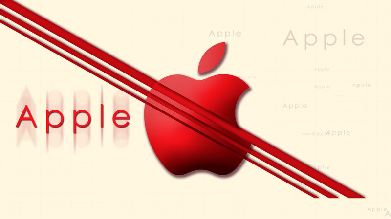 Red Apple Logo — Minimalist, Digital Art