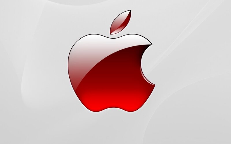 Red Apple Logo — Minimalist, Vector Art, Leaf